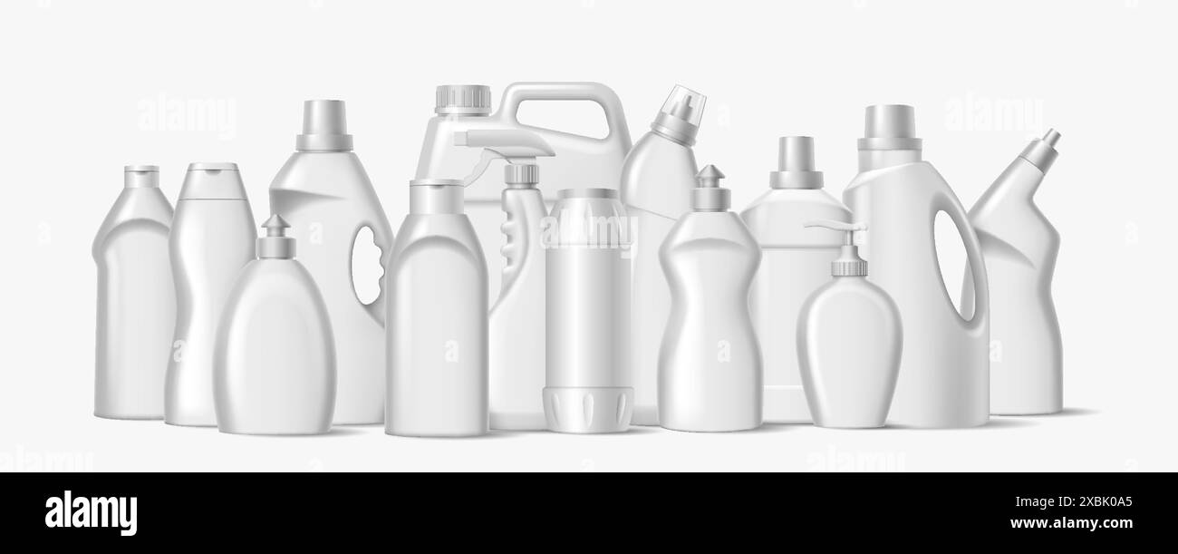 Detergent bottles with design template realistic vector illustration ...