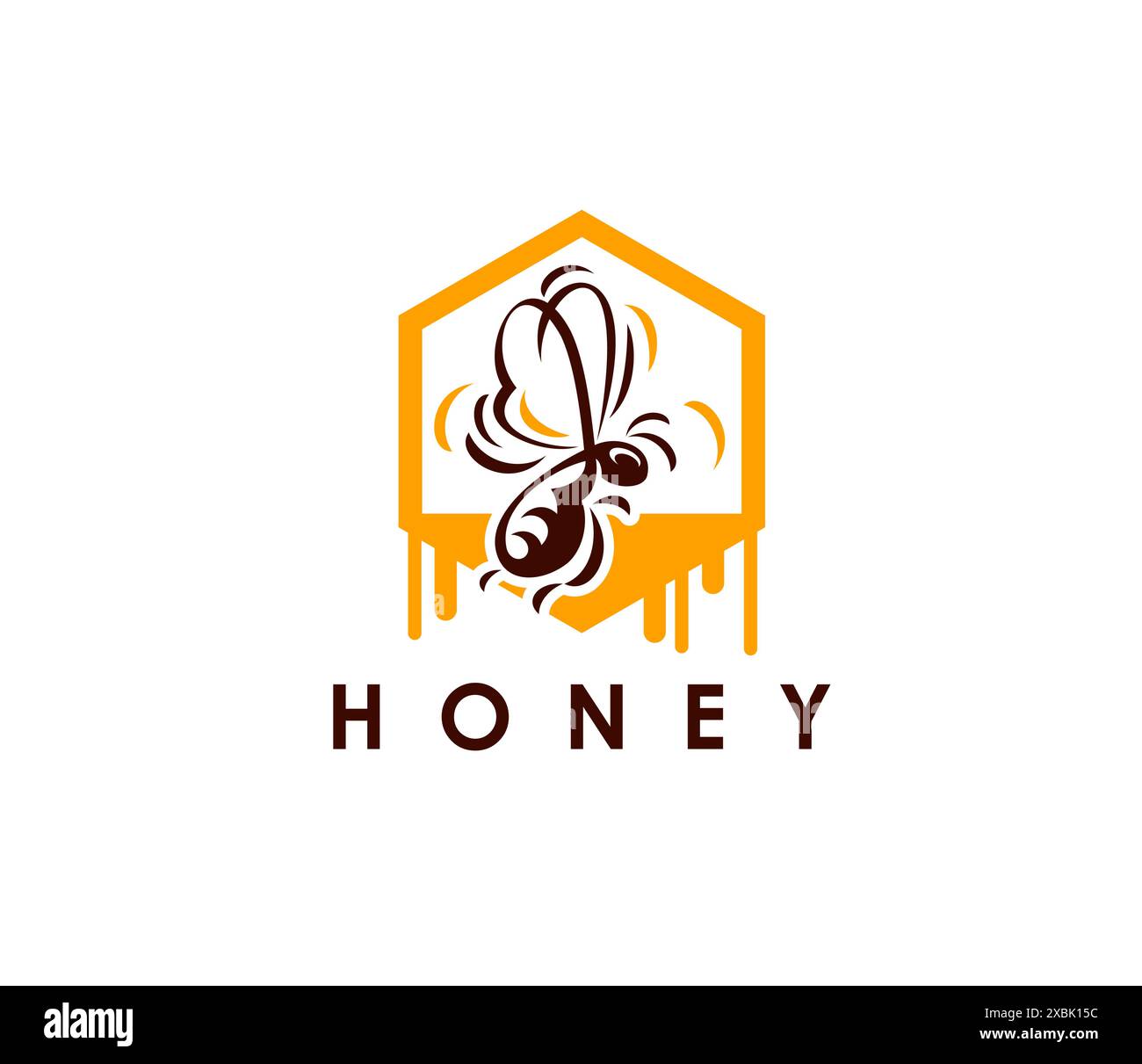 Honey bee icon, beekeeping and apiary products emblem. Isolated vector