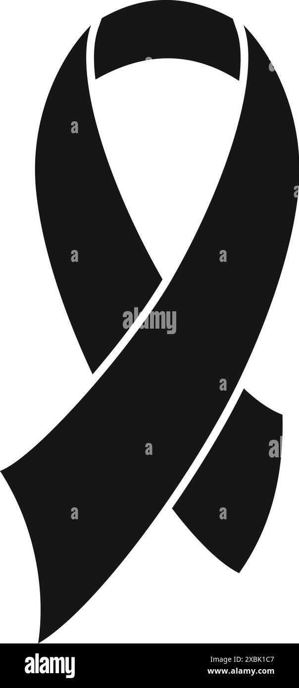 Black ribbon awareness symbol representing mourning and melanoma Stock ...