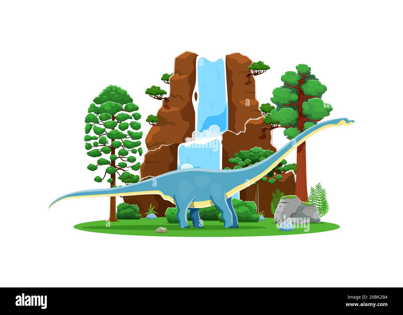 Cartoon prehistoric mamenchisaurus dinosaur character. Isolated vector