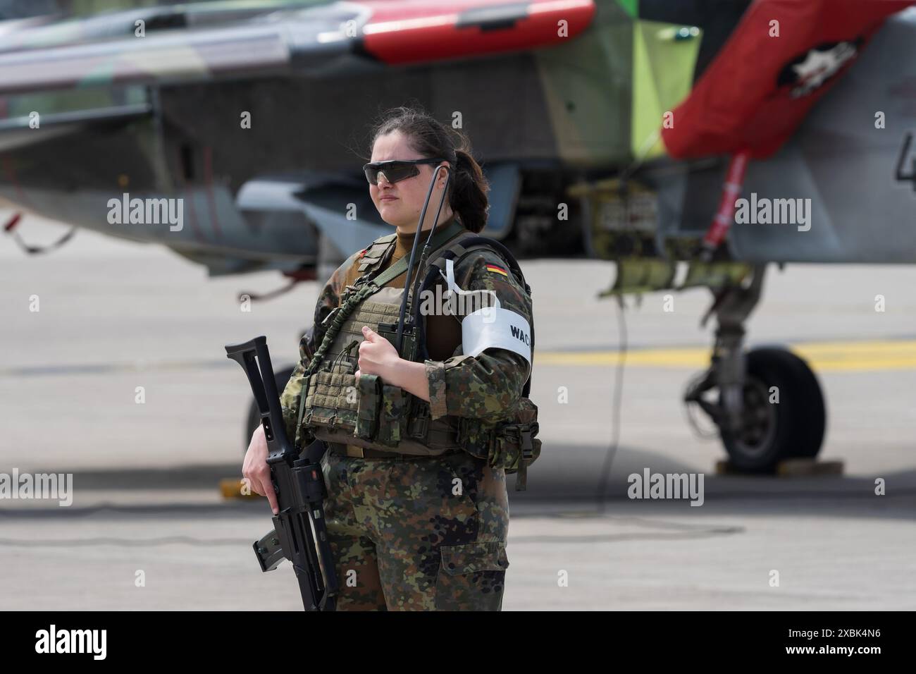 BERLIN - JUNE 06, 2024: A soldier (woman) of the Bundeswehr security ...