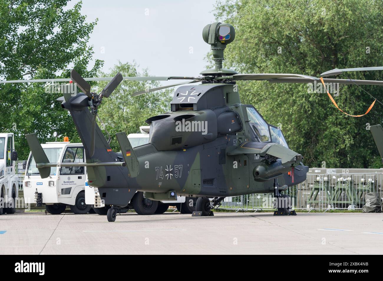 BERLIN - JUNE 06, 2024: Attack helicopter Eurocopter Tiger UHT. ILA Berlin Air Show 2024. Stock Photo