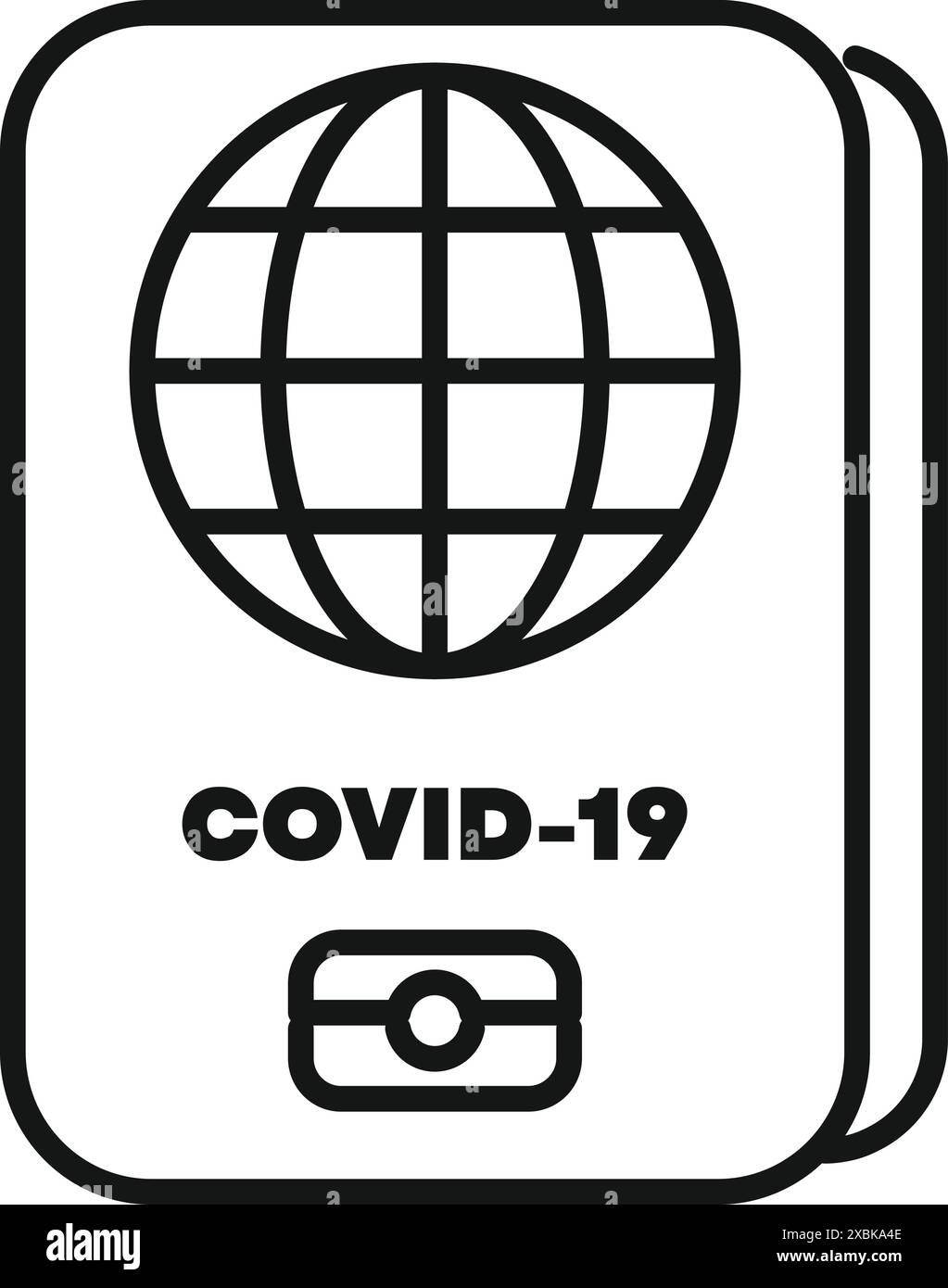 Line drawing of a passport with covid 19 written on it and a world ...
