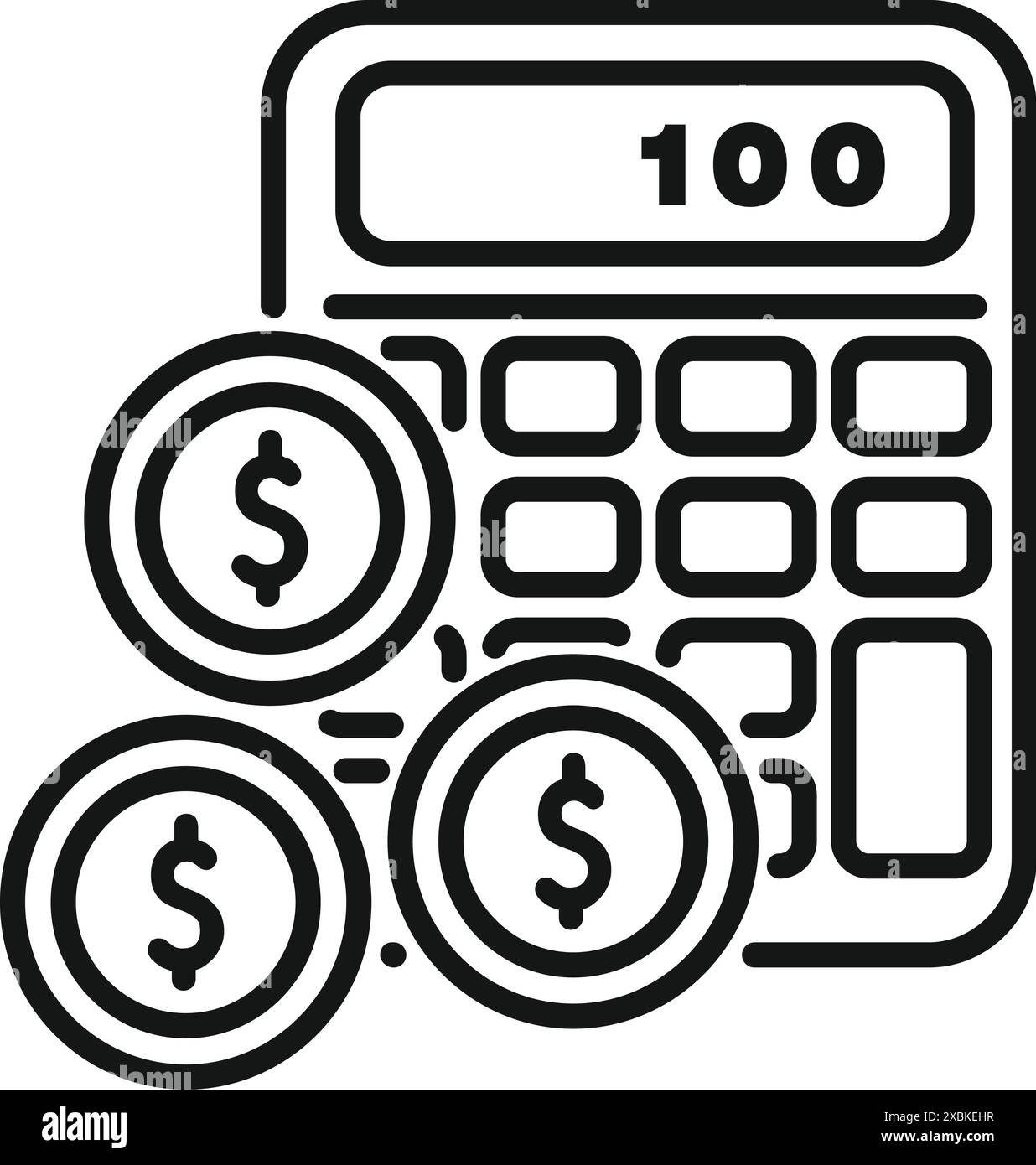 Accountant is calculating money budget with calculator and dollar coins Stock Vector