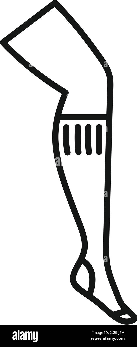 Line art icon of a leg wearing a compression stocking for varicose ...