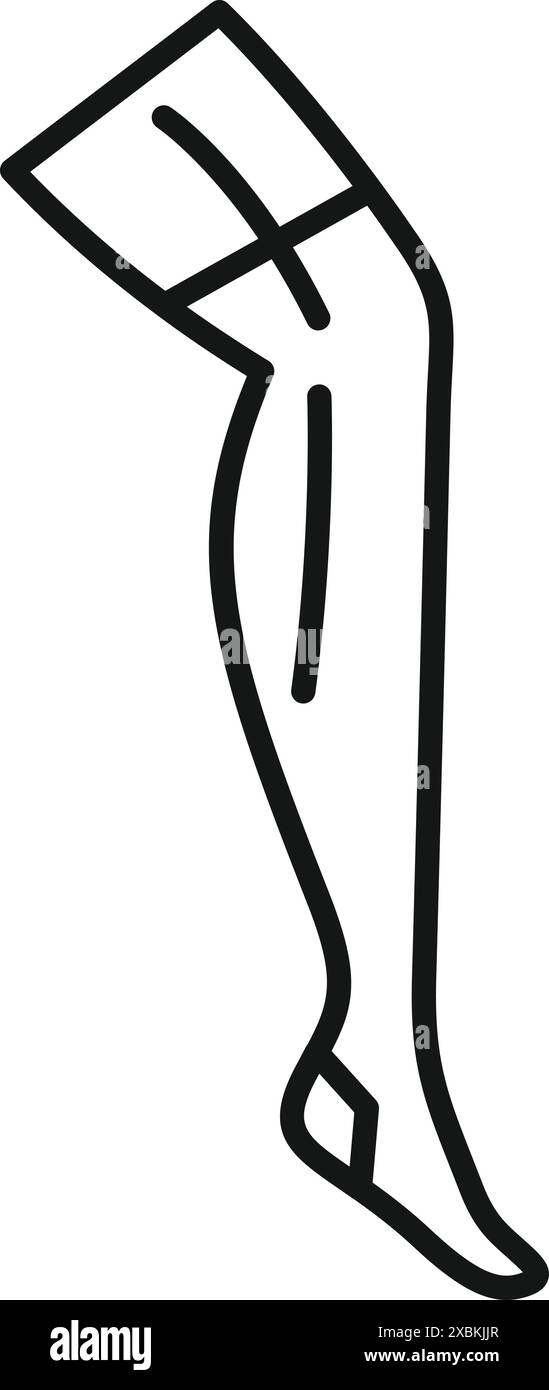 Simple line icon representing a knee high compression stocking, a ...