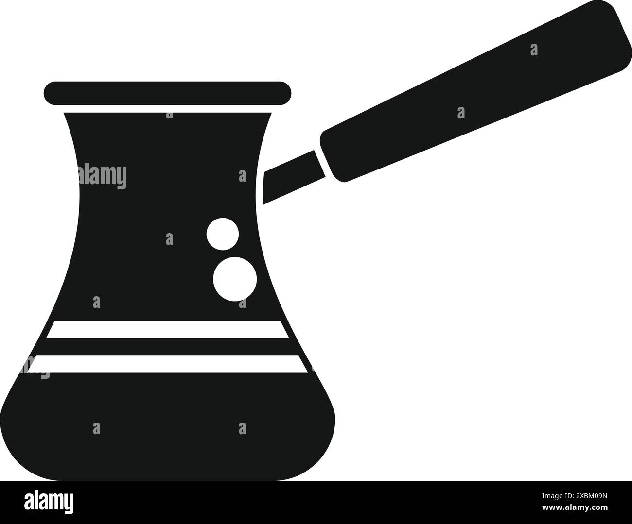 Black and white icon of a turkish coffee pot brewing coffee ...