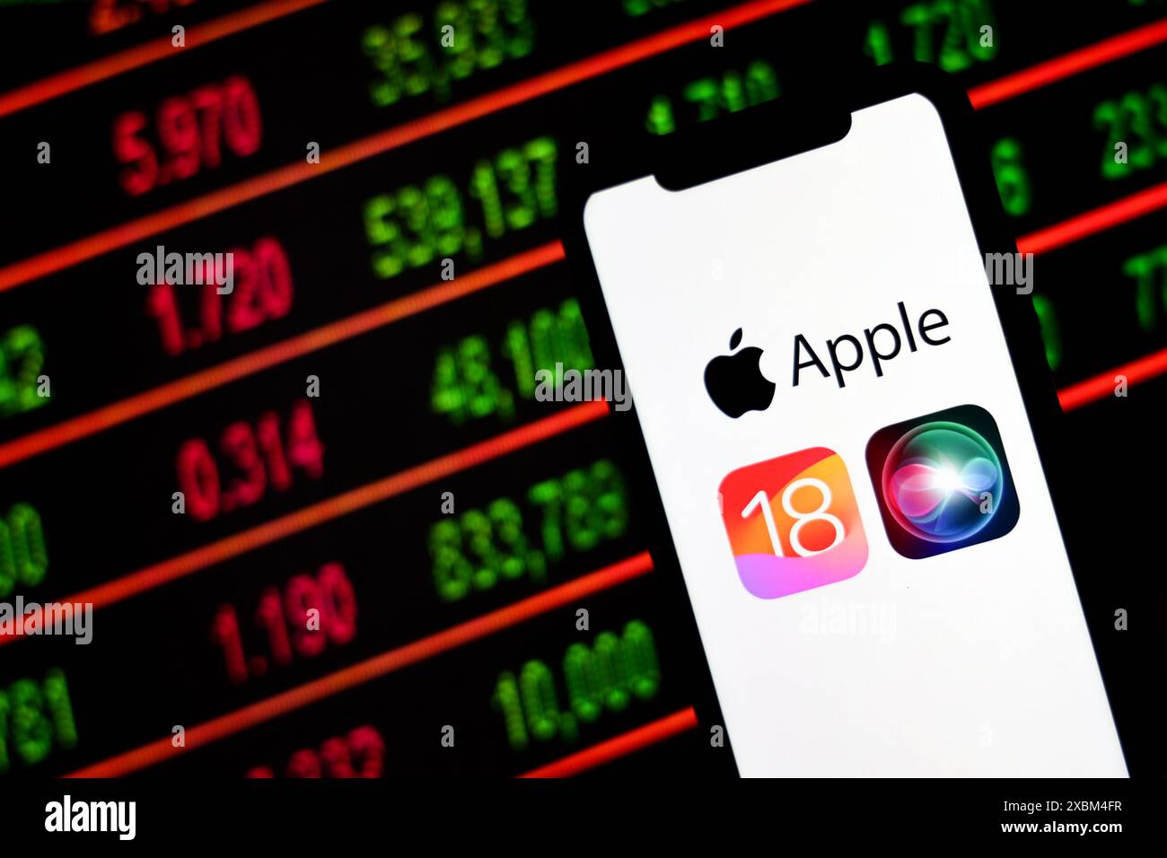 In this photo illustration a Apple iOS 18 logo seen displayed on an ...