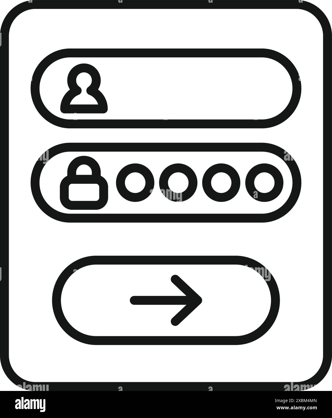 Line icon of an online security system prompting a user to log in with a username and password Stock Vector