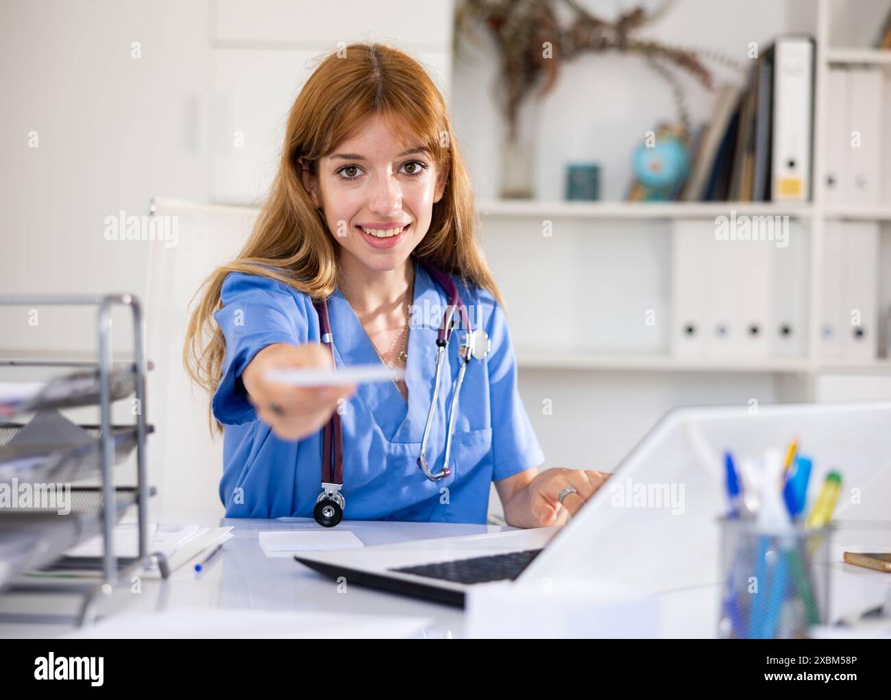 Female doctor stethoscope prescription hi-res stock photography and ...
