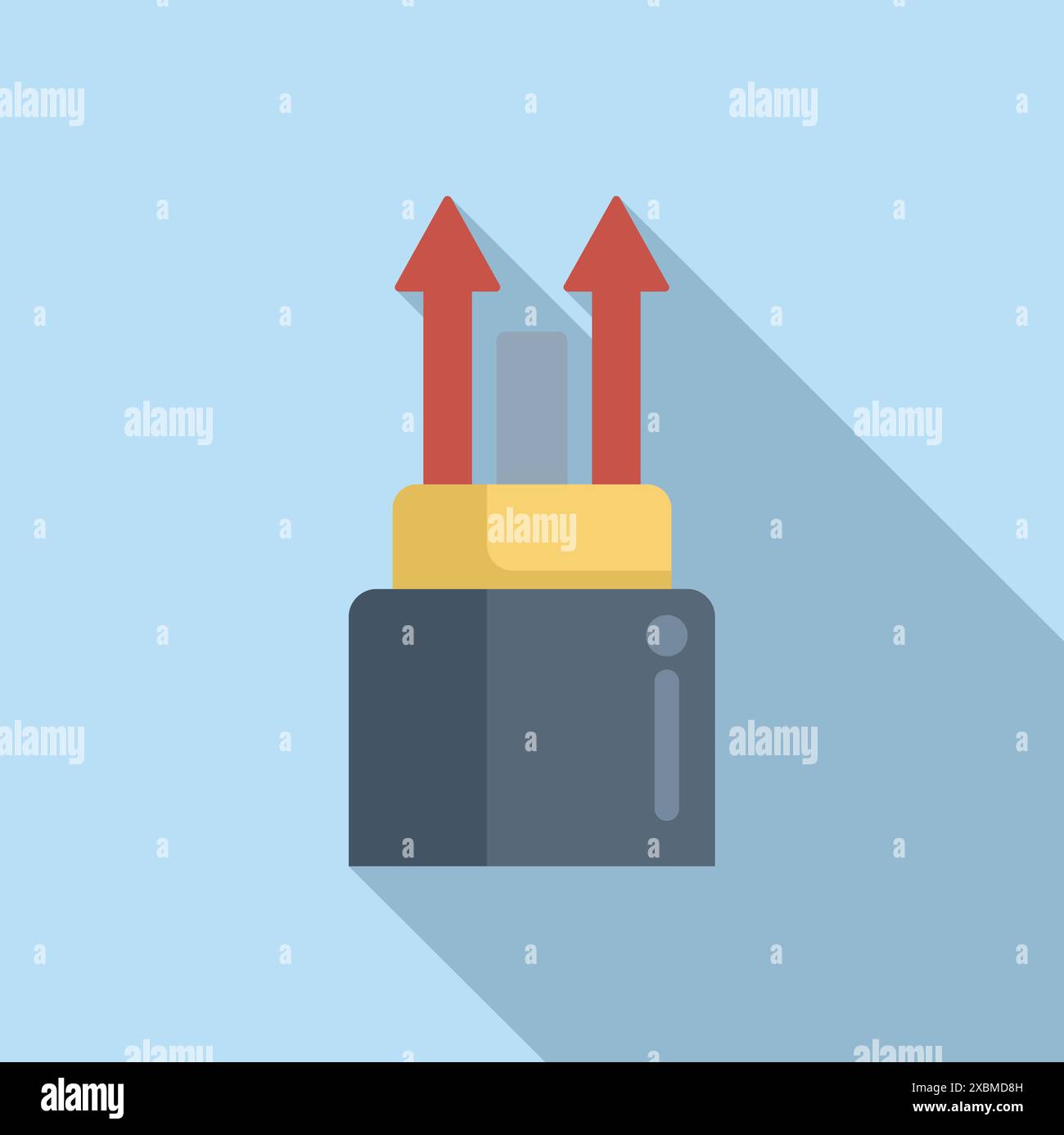 Fiber optic cable transferring data with two red up arrows symbolizing upload Stock Vector
