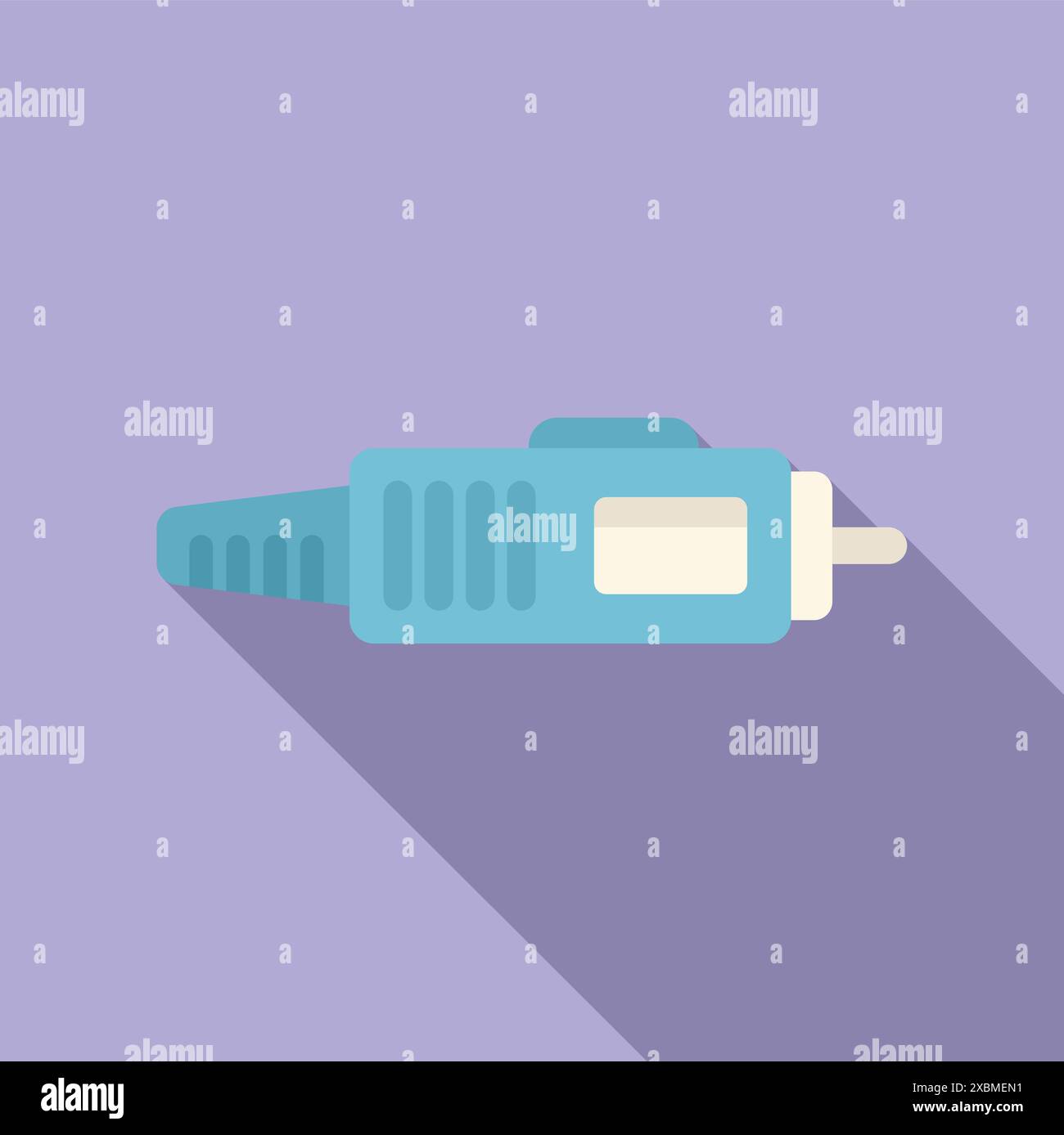 Blue fiber optic cable transmitting digital data with a long shadow Stock Vector