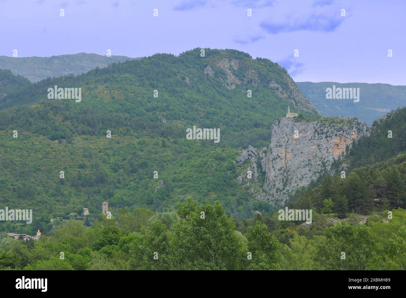 Rock Le Roc with church Notre-Dame-du-Roc, top, on, high, cliff ...
