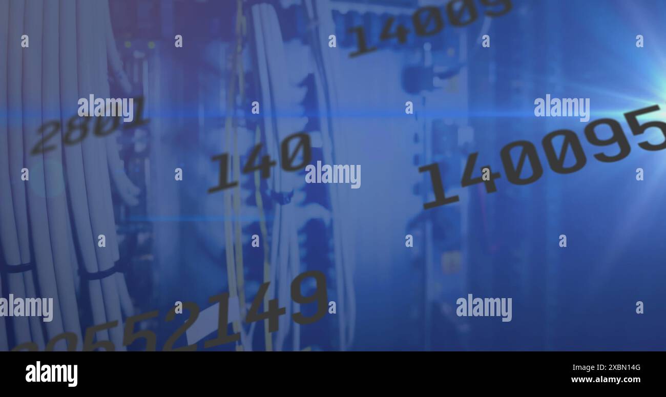 Image of binary coding data processing over server rack Stock Photo - Alamy