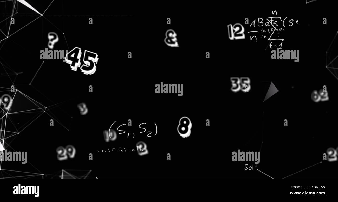 Image of mathematical equations over data processing Stock Photo