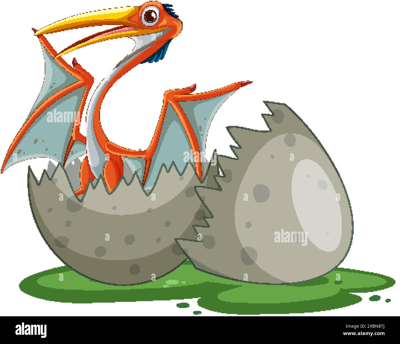 A baby dinosaur emerging from its egg Stock Vector
