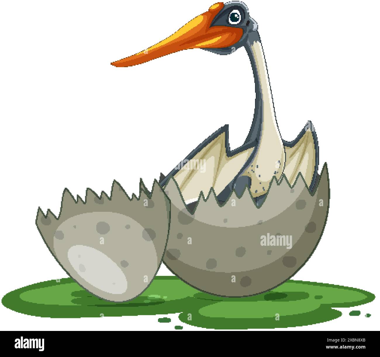 Newborn dinosaur emerging from its egg Stock Vector
