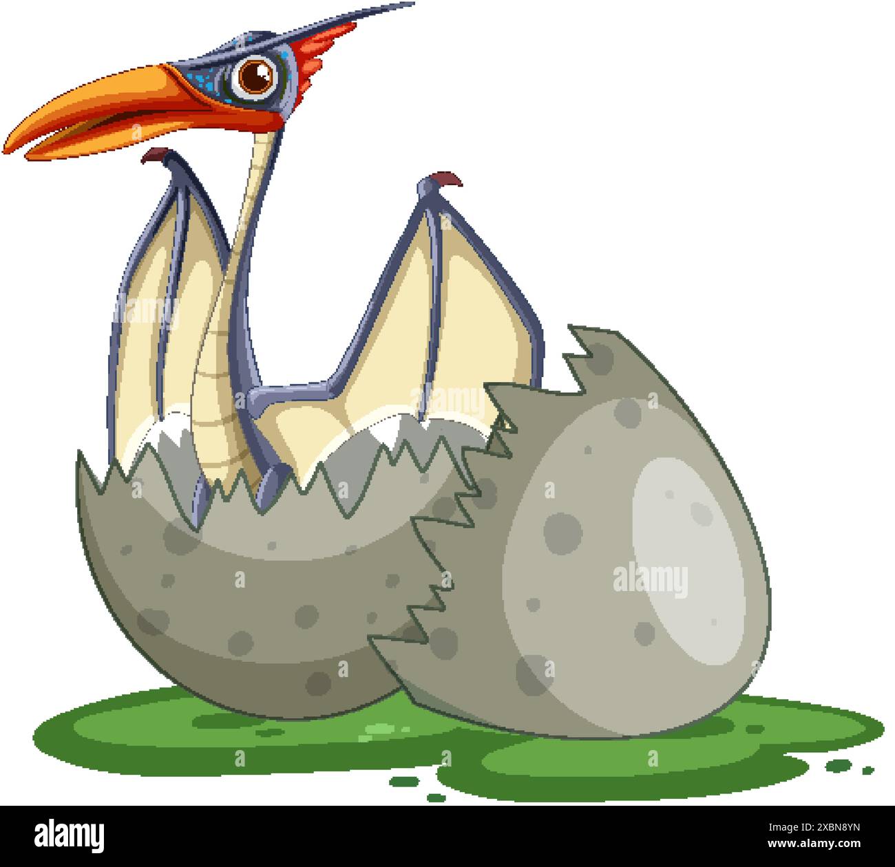 A baby dinosaur emerging from its egg Stock Vector