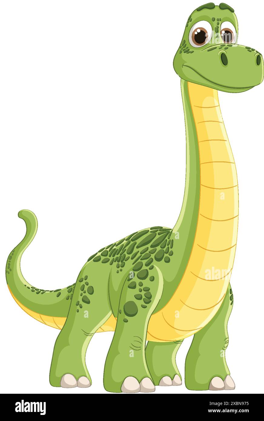 Adorable green dinosaur with a long neck Stock Vector Image & Art - Alamy