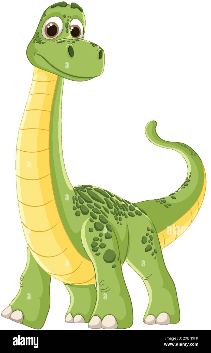 Cute green dinosaur with a long neck Stock Vector Image & Art - Alamy