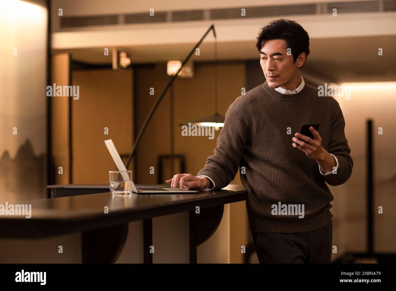 Businessman Working From Home Stock Photo