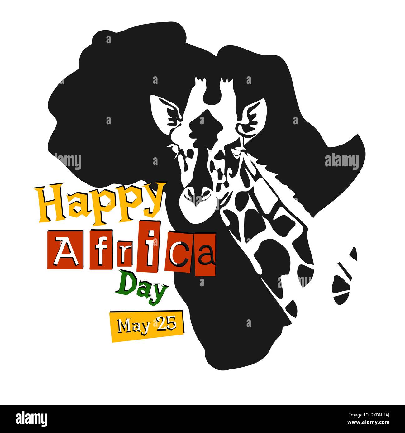 World Africa Day Illustration with Africa map and silhouette of African