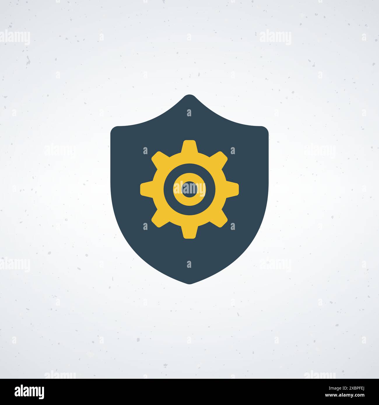 Security shield with gear icon symbol. Stock vector illustration isolated Stock Vector