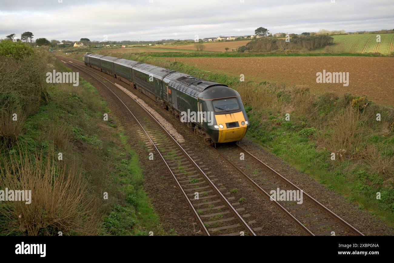 GWR Castle Class Intercity 125 at Gwinear in Cornwall Stock Photo