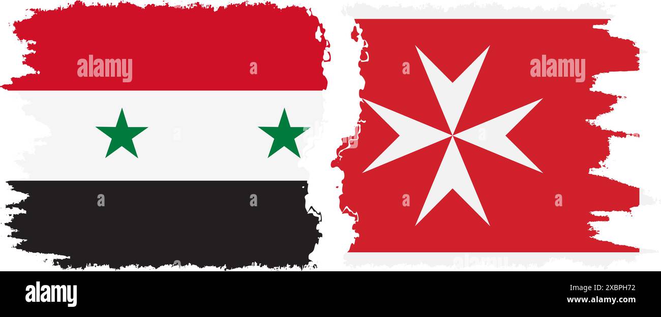Malta and Syria grunge flags connection, vector Stock Vector Image ...