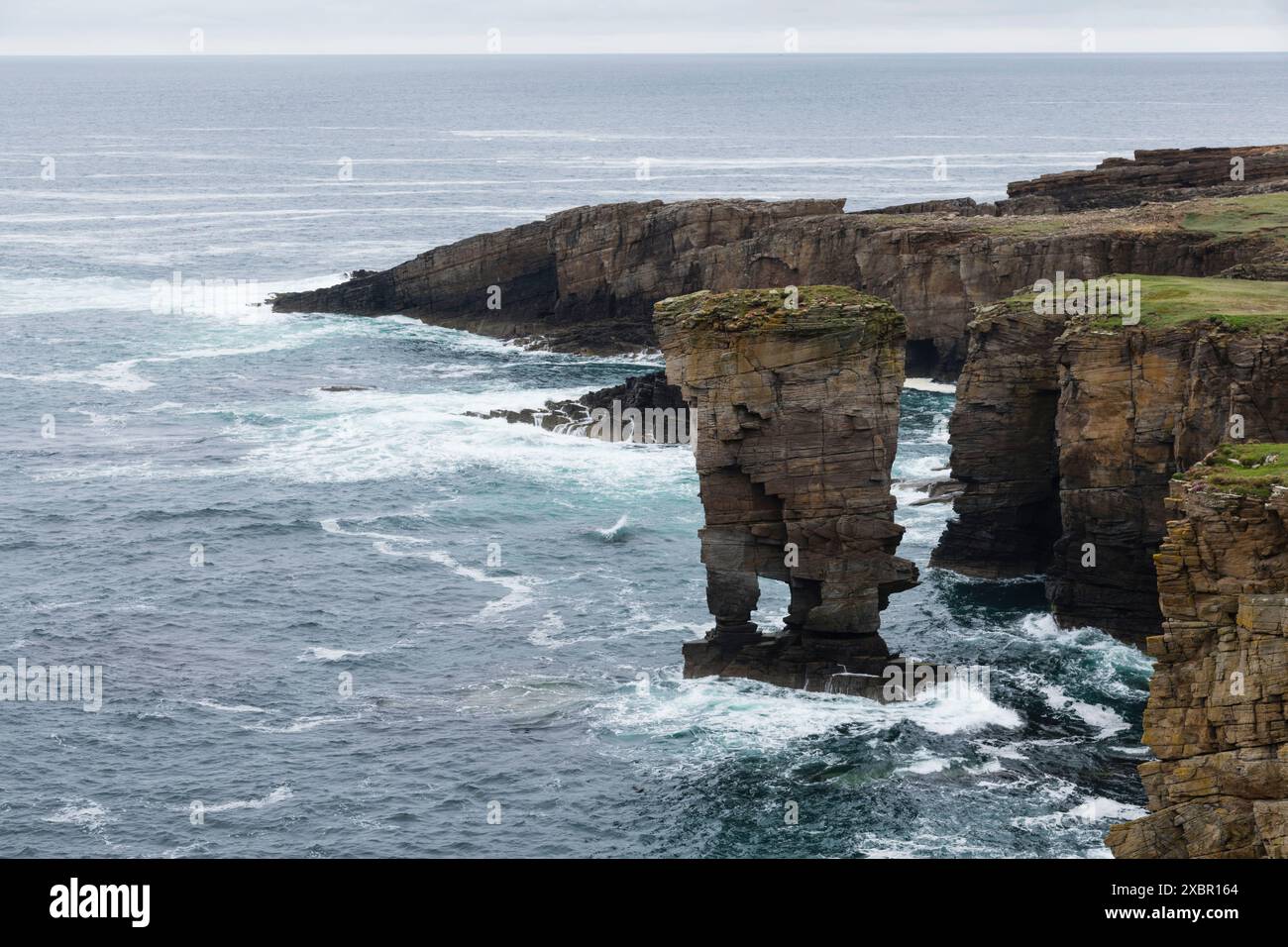 Cliffs and sea stacks at Yesnaby, Orkney Islands, Scotland Stock Photo