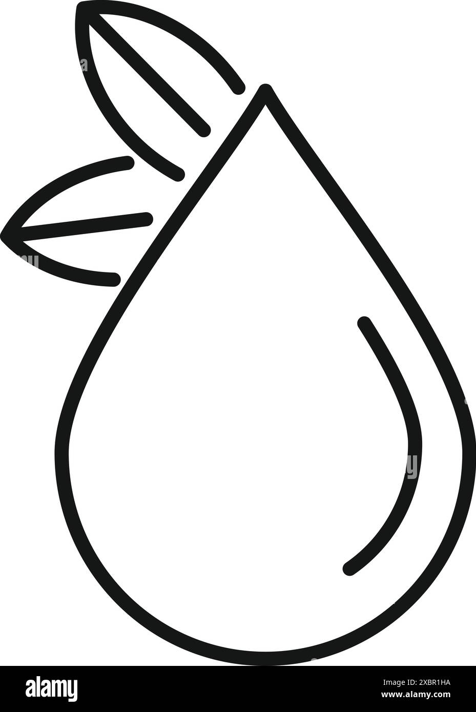 Line art icon of a water drop with leaves representing an eco friendly ...