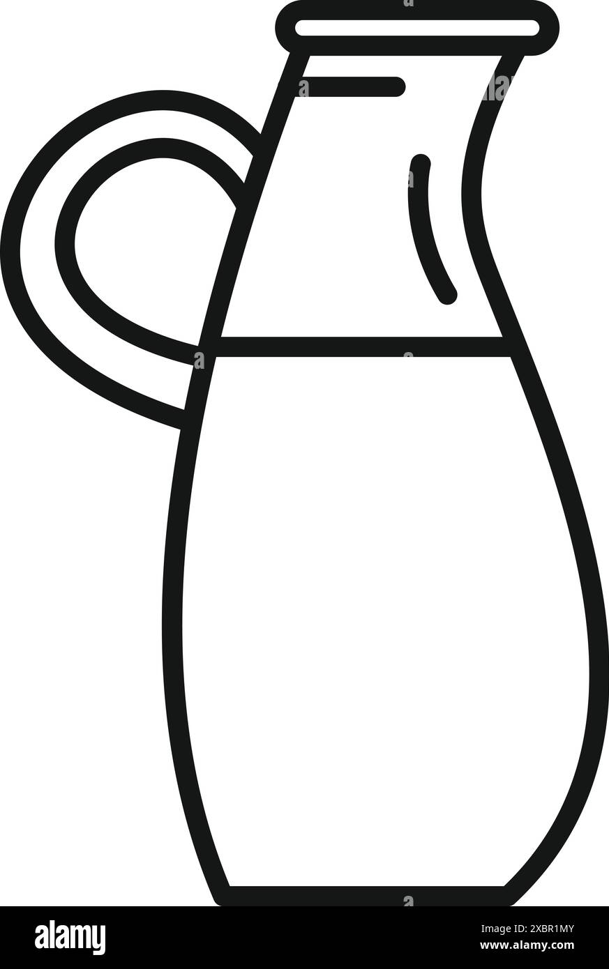 Simple line drawing of a glass jug with a handle and a narrow neck ...