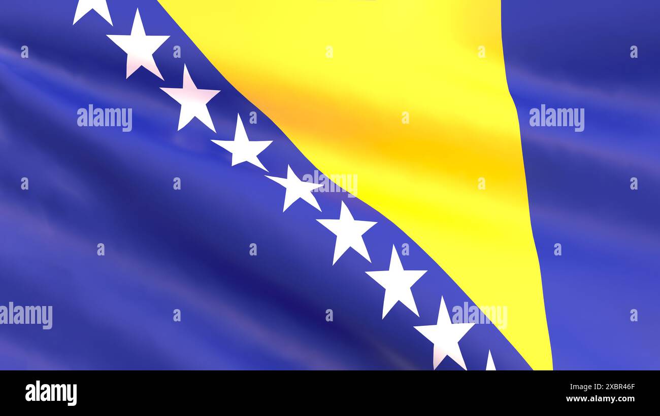 3D render - Bosnia and Herzegovina flag waving in the wind Stock Photo ...