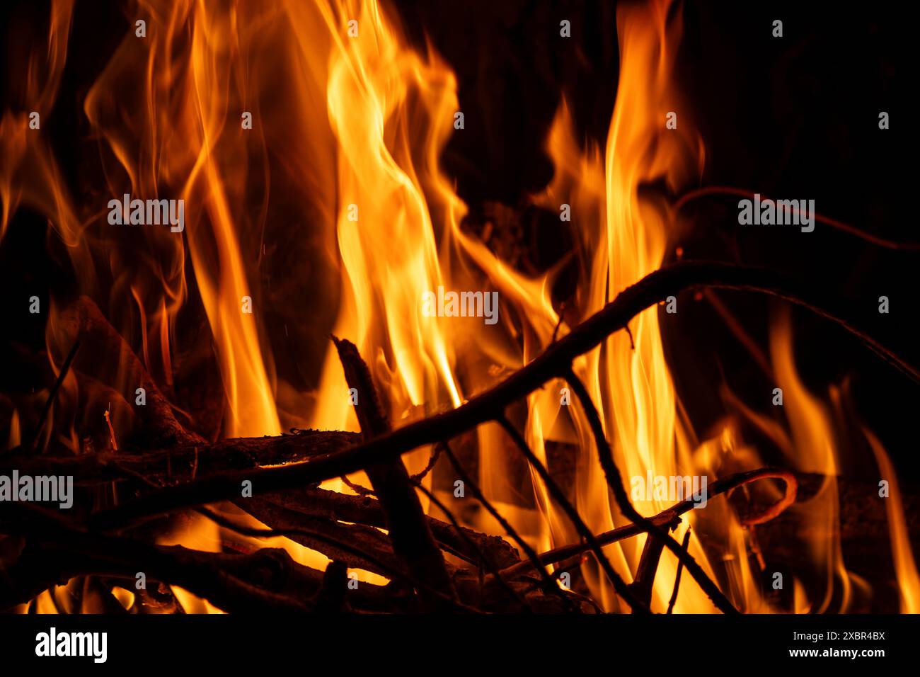 Close-up of a Wood fire Stock Photo