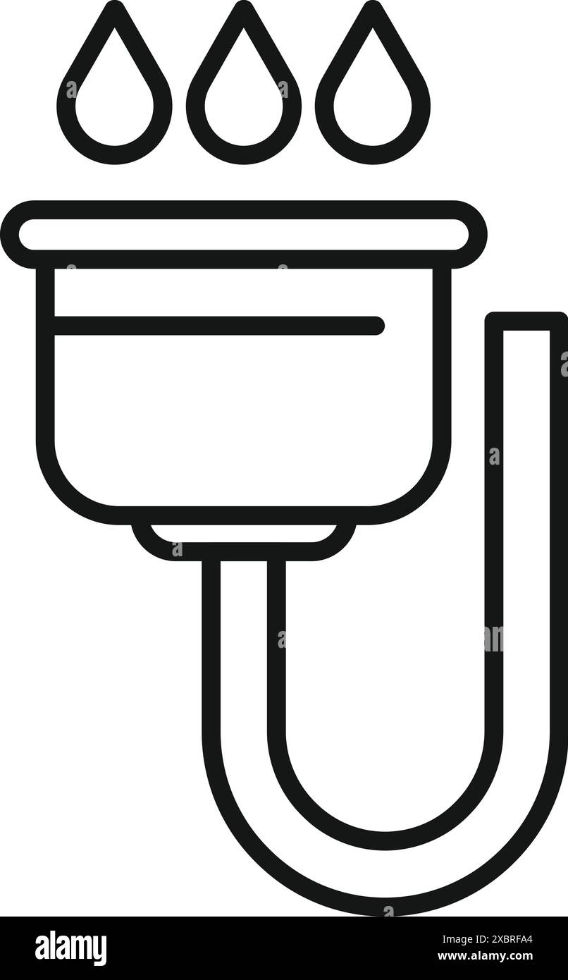 Plumbing siphon draining water into sewer system Stock Vector