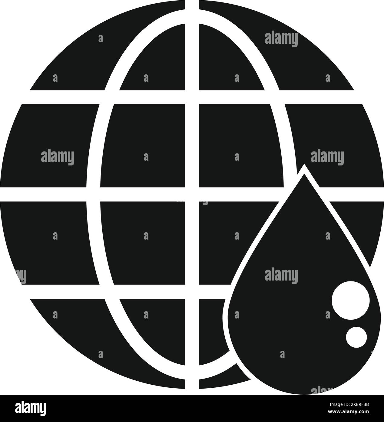 Black and white icon symbolizing global water scarcity, emphasizing the