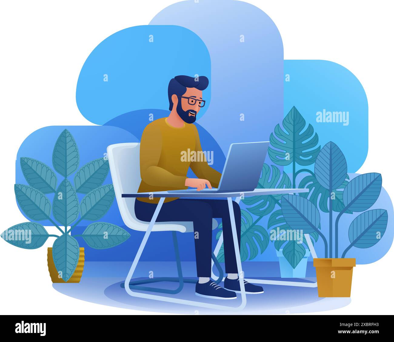 Man Using Laptop Computer Cartoon Illustration Stock Vector Image & Art ...