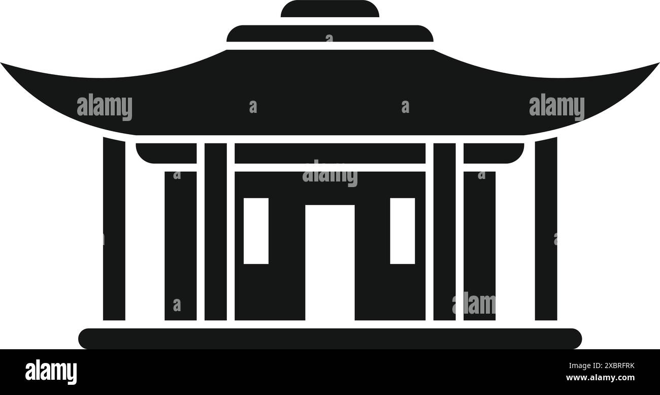 Minimalist black and white illustration of an asian building with a ...