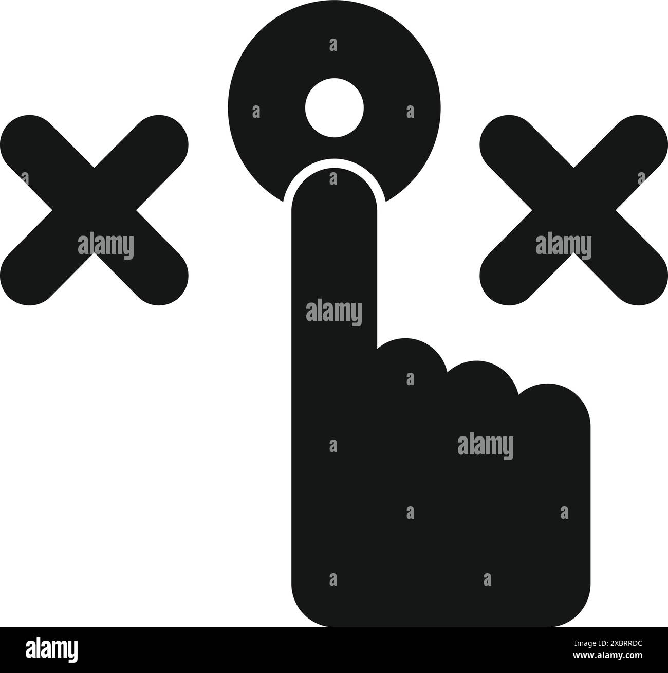Hand is pushing right button on touch screen, making decision concept Stock Vector