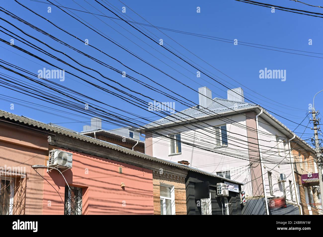 electric wires on a pole Stock Photo - Alamy