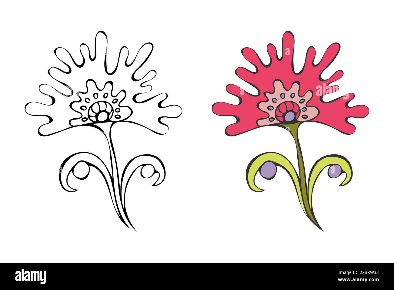 Hand drawn doodle vector illustration flower, isolated on white ...