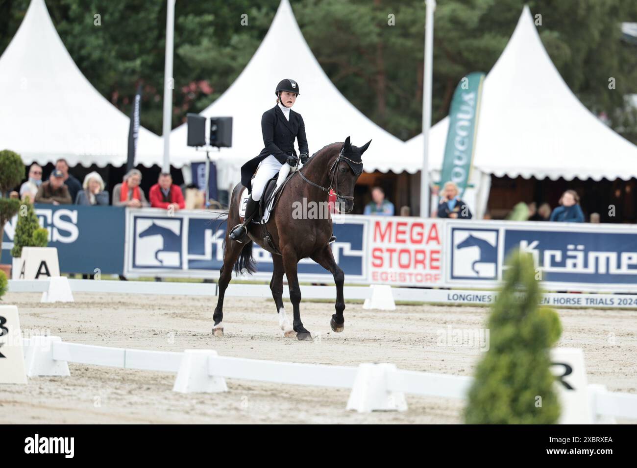 Emma Brussau of Germany with Dark Desire Gs during the CCI4* dressage