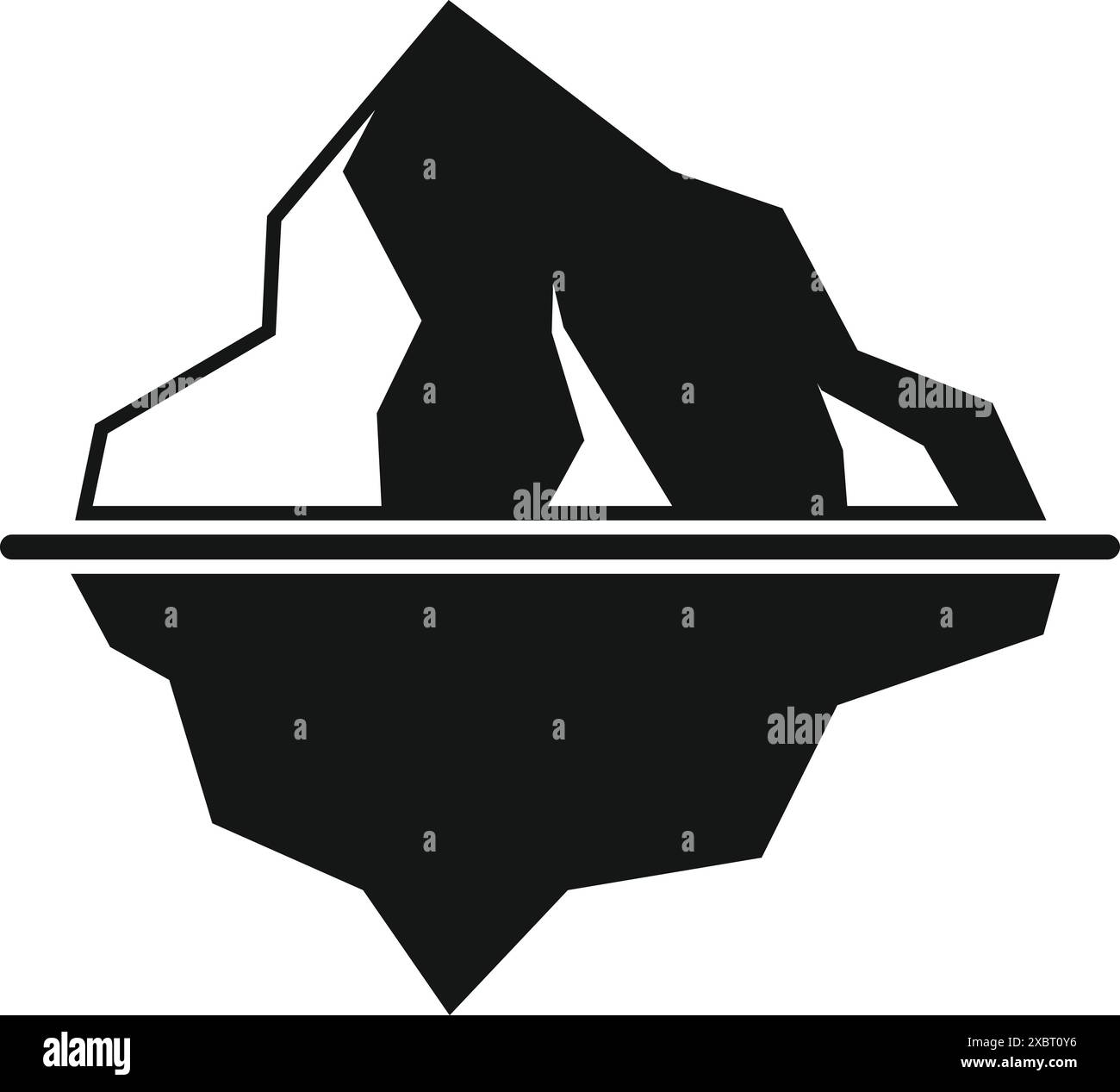 Black and white icon of an iceberg, illustrating the concept of hidden ...