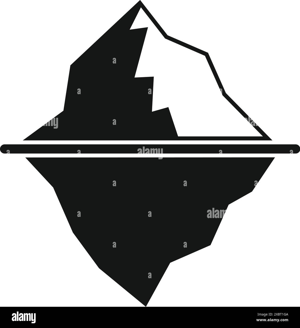 Black solid icon for iceberg with its underwater part, floating on water Stock Vector