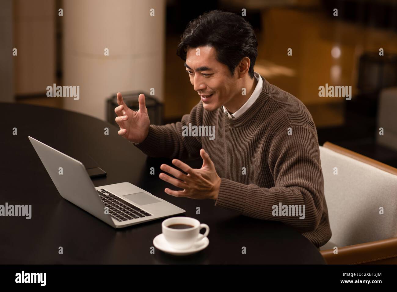 Male Teacher Remote Teaching Students Stock Photo