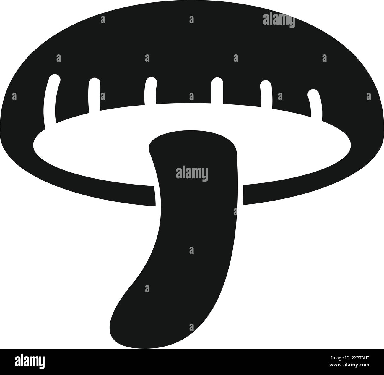 Black silhouette of a shiitake mushroom, a popular ingredient in asian cuisine Stock Vector