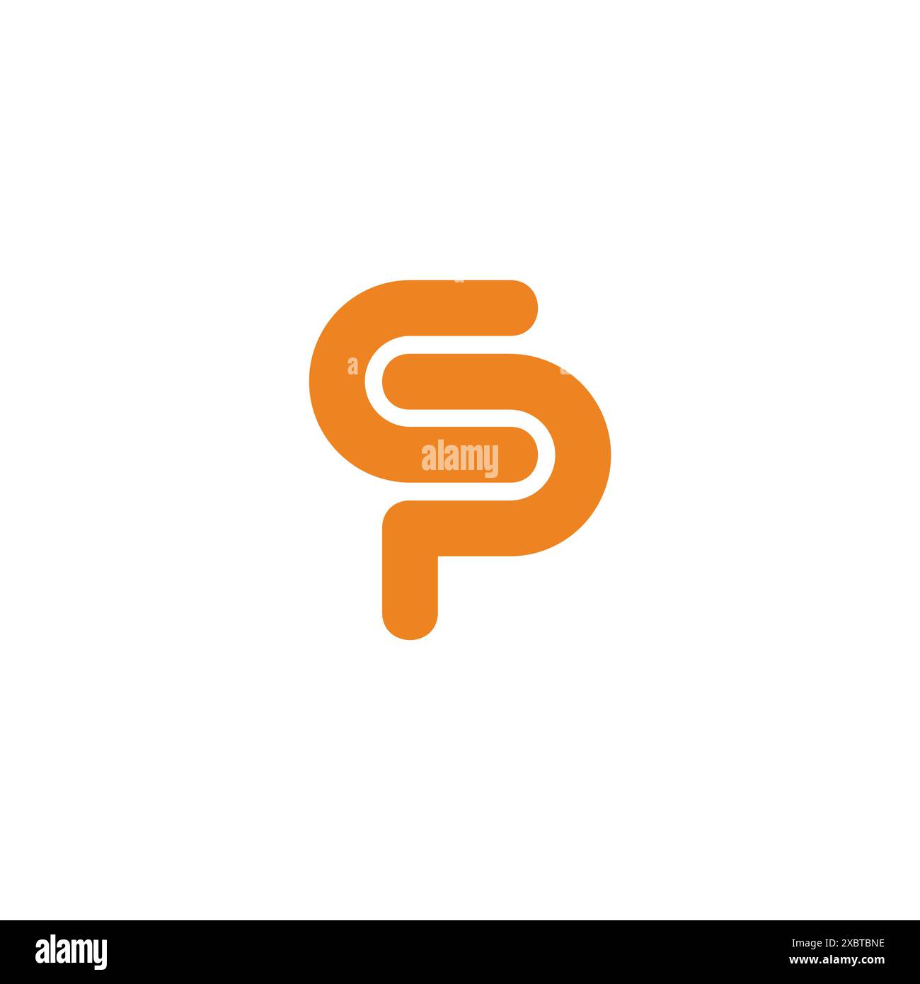 letter cp loop curves simple geometric logo vector Stock Vector