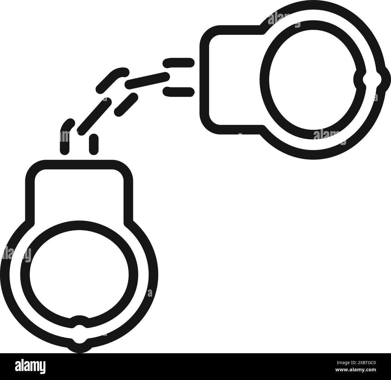 Line art icon of a pair of handcuffs, representing security, law ...