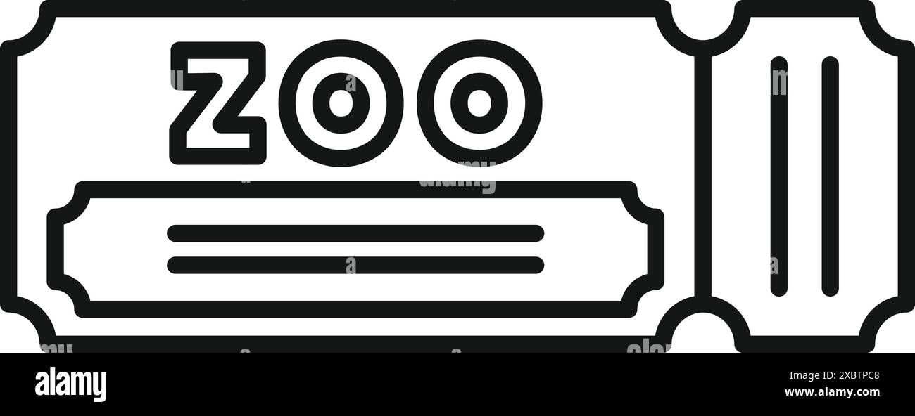 Simple line art icon of a ticket granting access to the zoo Stock Vector