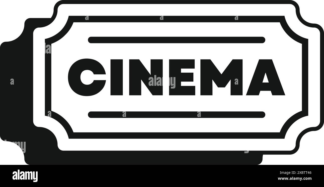Black and white icon of a cinema ticket allowing entry to a movie ...